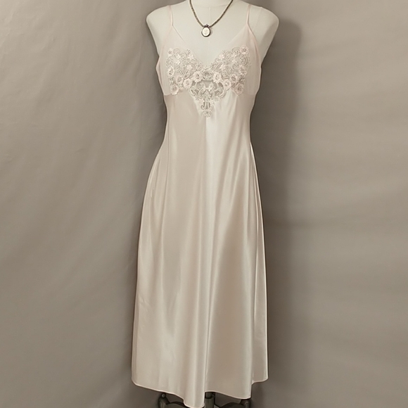 Pink Negligie Sexy Nightgown Feminine Blush Embroidered Mesh Adjustable Straps - Picture 2 of 11